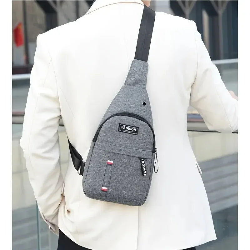 Men's Small Canvas Crossbody Chest Bag, Multifunctional Sling Bag For Outdoor Sports Travel Hiking Camping