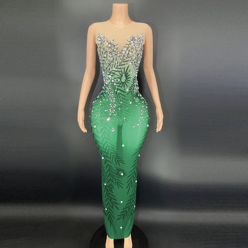 Rhinestones Evening Luxury Long Mermaid Dress Vestidos De Noche Elegante De Lujo Vestido Piedras Brillantes Hochzeitskleid Damen