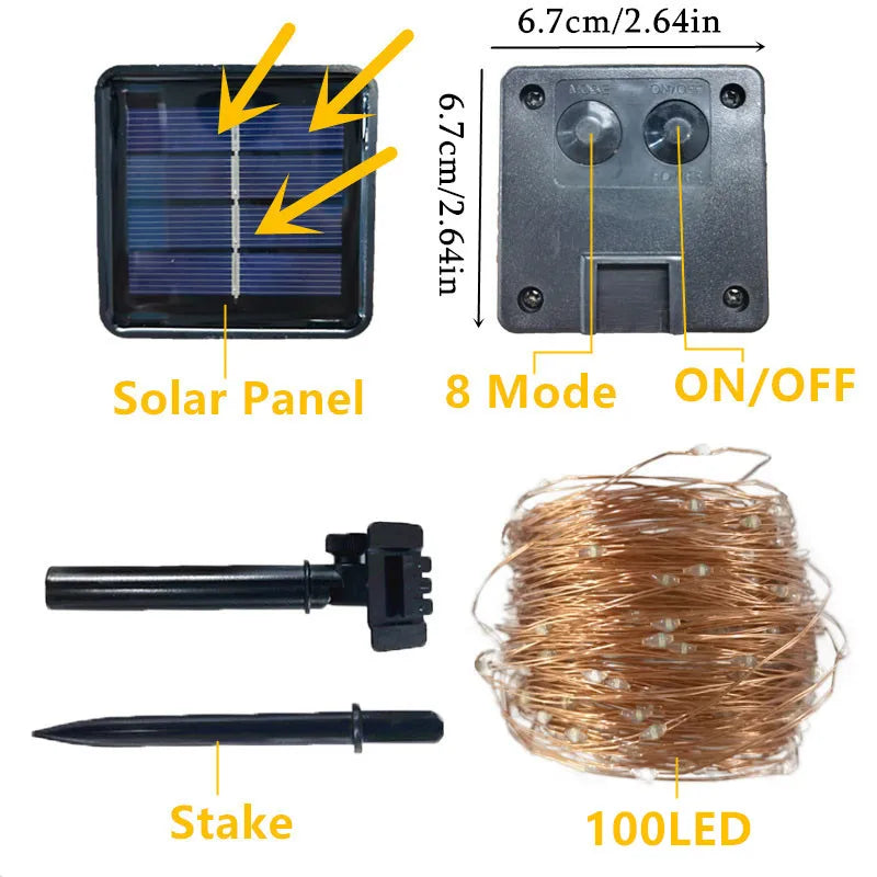 Solar Light Outdoor Waterproof 50/100/200/300 LED Lamp String For Holiday Christmas Party Fairy Lights Garden Garland