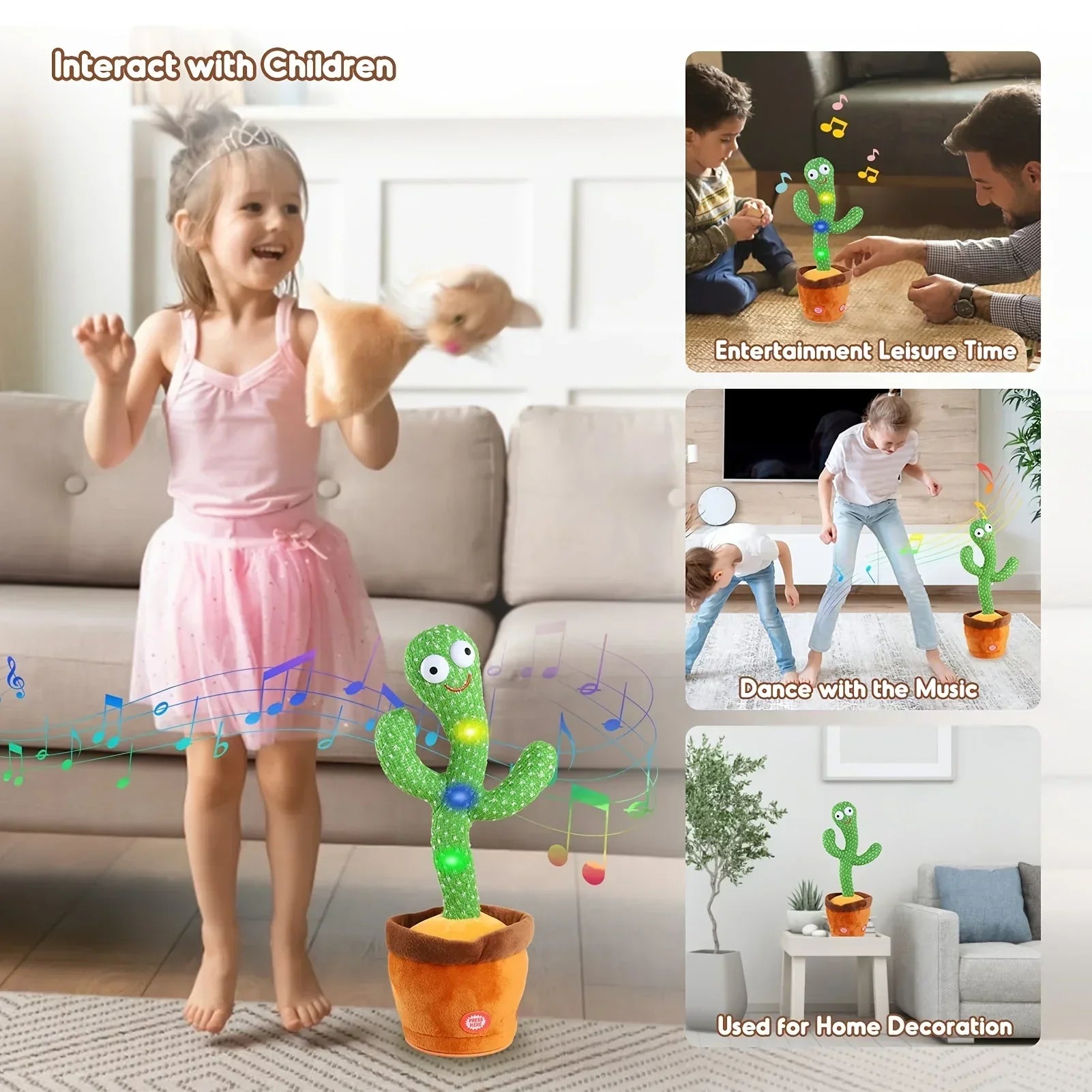 Rechargeable Dancing Cactus Plush Toy for Kids-2