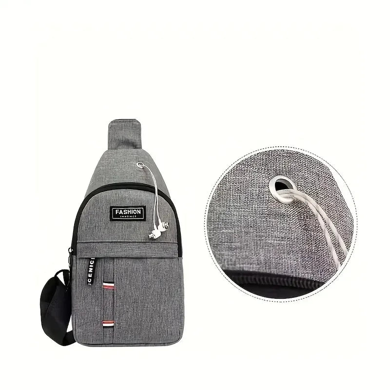 Men's Small Canvas Crossbody Chest Bag, Multifunctional Sling Bag For Outdoor Sports Travel Hiking Camping