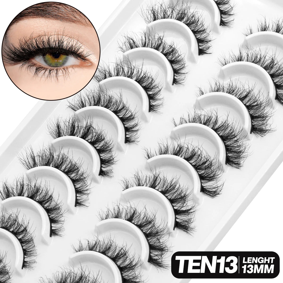 GROINNEYA 5/10 pairs 3D Mink Lashes Faux Mink Fluffy Lash Soft Full Thick Wispy Eyelash Dramatic False Eyelashes Makeup