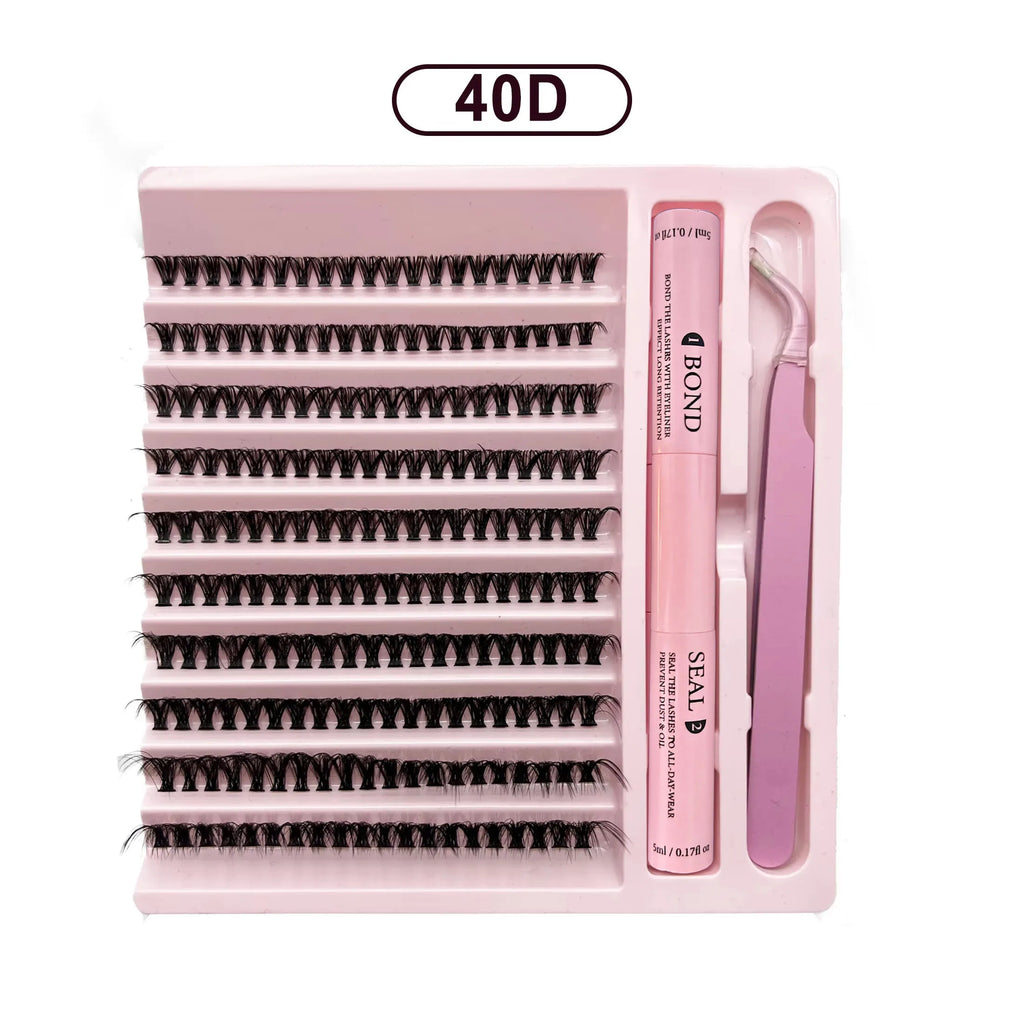 Lashes Clusters Set Extensions Kit Fake eyelashes Mix Lash Clusters with Lash Bond Seal and Lash Applicator Tool Makeup