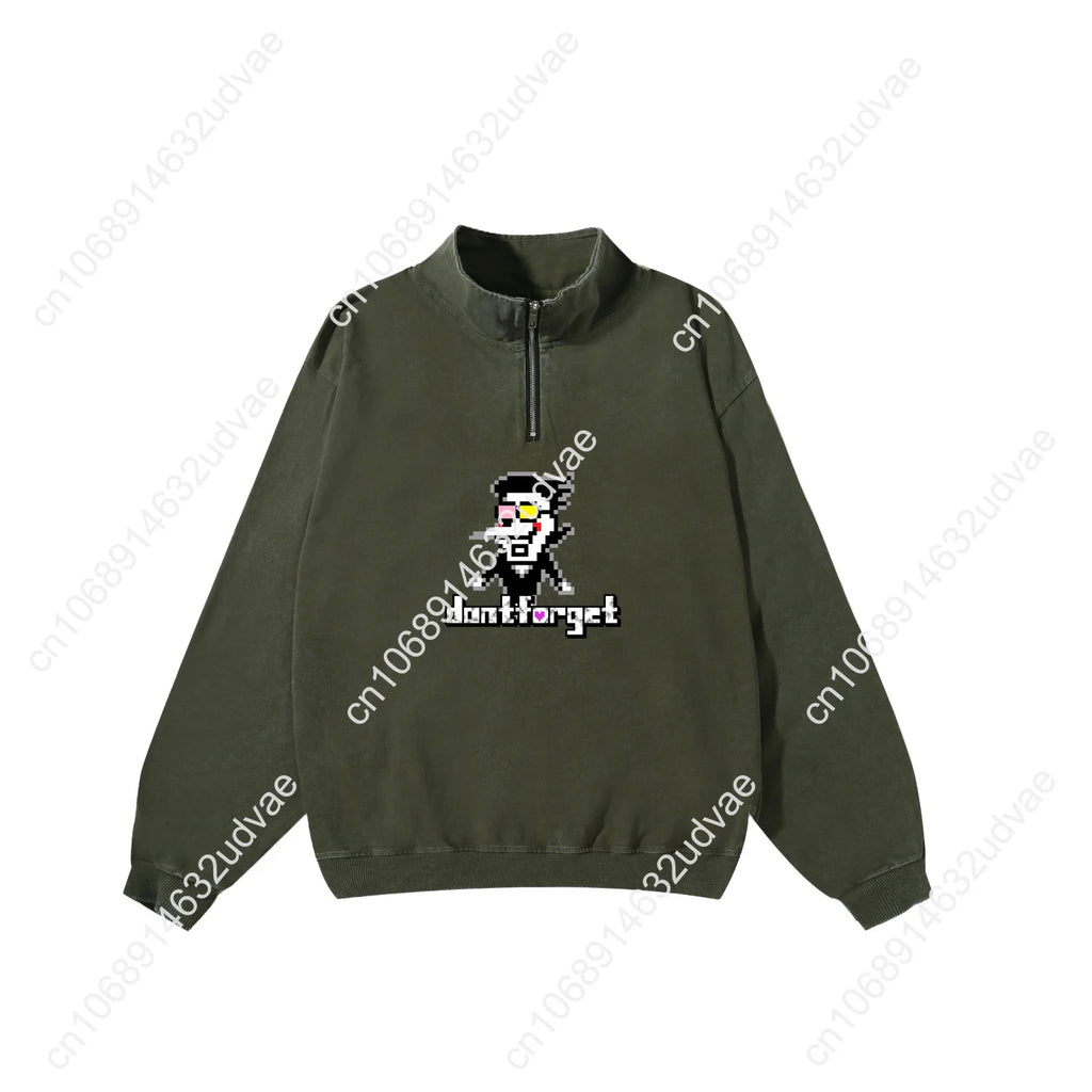 Deltarune Spamton Undertale Retro Sweatshirt Man Woman Teenager Vintage Pullover Half Zipper Sweat Shirt Custom Sleeved Tshirt