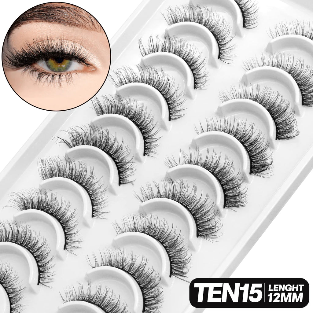 GROINNEYA 5/10 pairs 3D Mink Lashes Faux Mink Fluffy Lash Soft Full Thick Wispy Eyelash Dramatic False Eyelashes Makeup