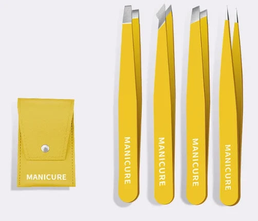 HUAZDS Eyebrow Tweezer Colorful Hair Beauty Fine Hairs Puller Stainless Steel Slanted Eye Brow Clips Removal Makeup Tools