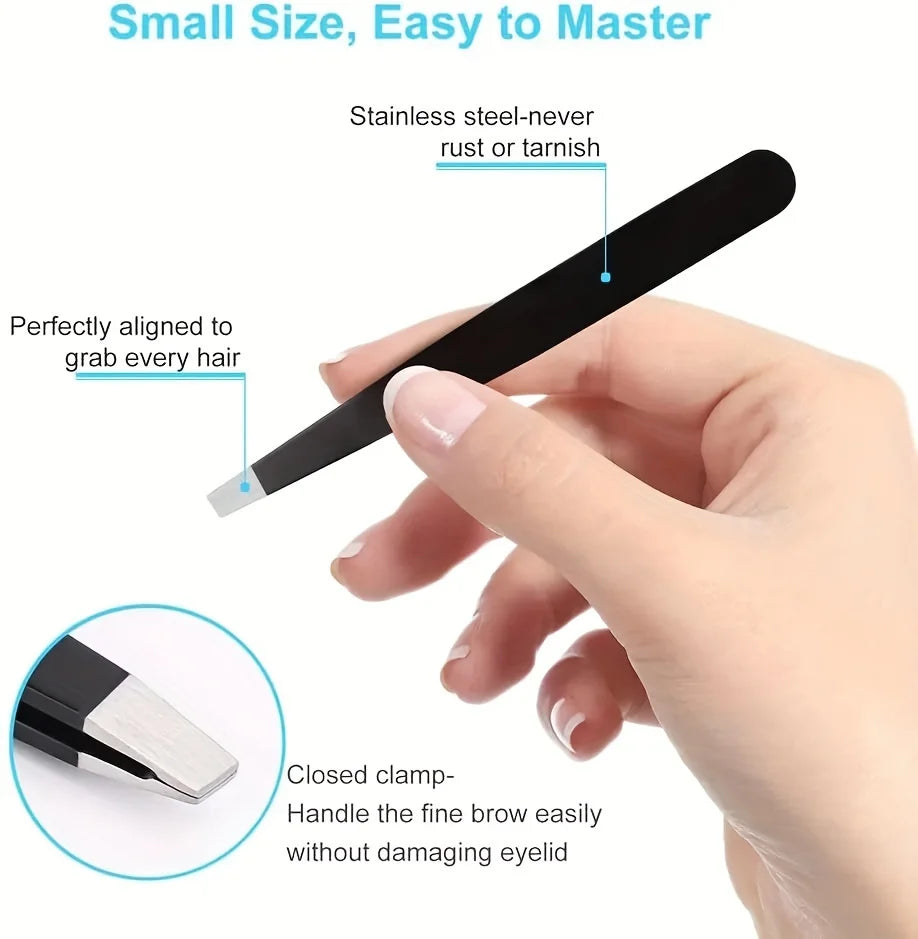 Eyebrow Tweezer Colorful Hair Beauty Fine Hairs Puller Stainless Steel Slanted Eye Brow Clips Removal Makeup Tools