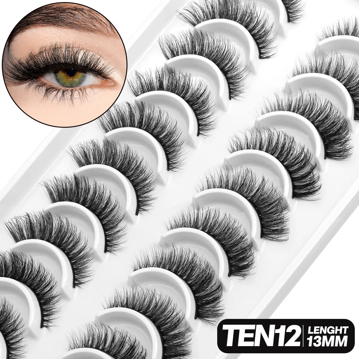 GROINNEYA 5/10 pairs 3D Mink Lashes Faux Mink Fluffy Lash Soft Full Thick Wispy Eyelash Dramatic False Eyelashes Makeup