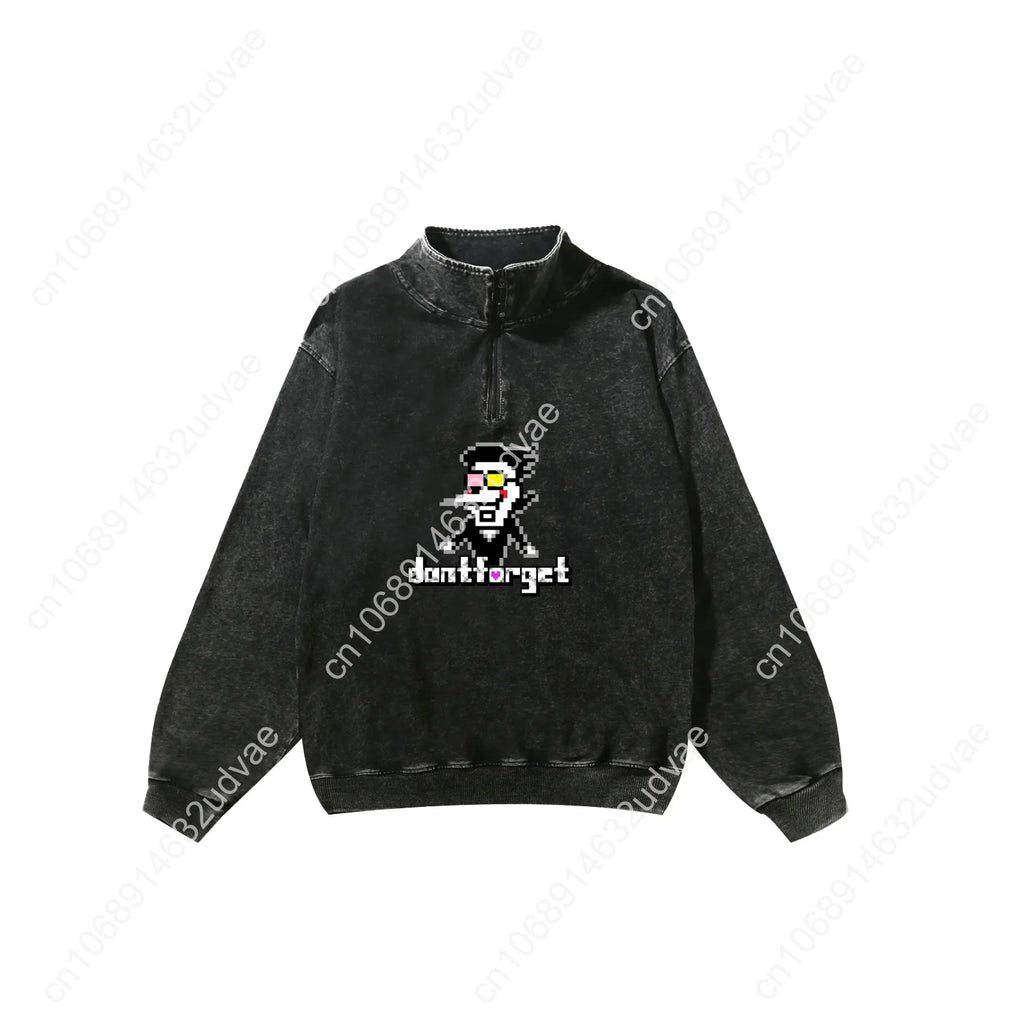 Deltarune Spamton Undertale Retro Sweatshirt Man Woman Teenager Vintage Pullover Half Zipper Sweat Shirt Custom Sleeved Tshirt